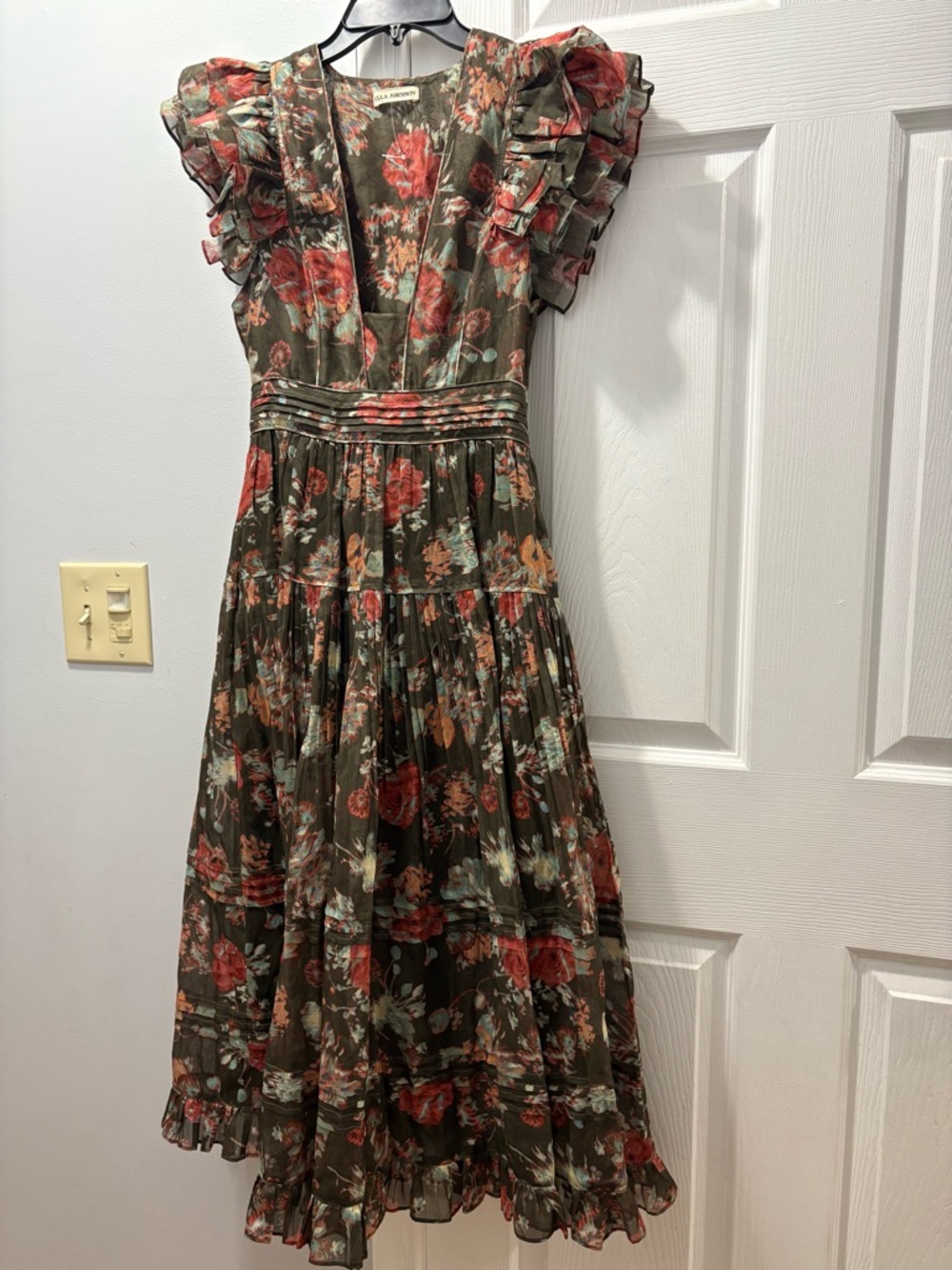 Ulla Johnson Olive Floral Maxi Dress NWOT